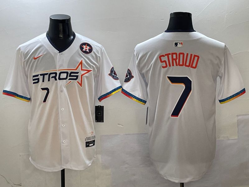 Men Houston Astros #7 Stroud White Fourth generation Joint Name Nike 2025 MLB Jersey style 4